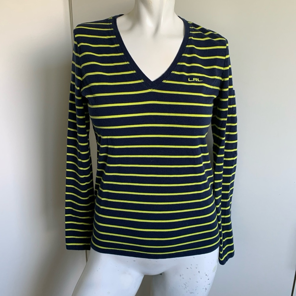 LRL Active size small v-neck navy blue T-shirt